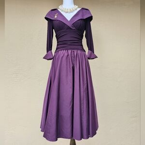 Jessica Howard Eggplant A Line Fit & Flare Portrait Midi Dress Size 6